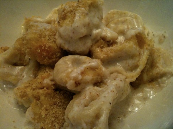 Baked Tortellini served