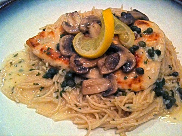 Chicken Piccata with Pasta & Mushrooms