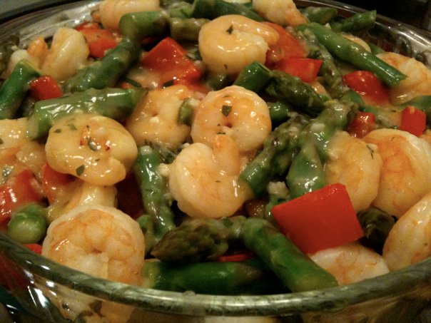 Lemon-Garlic Shrimp & Vegetable and not-so Roasted Garlic Dressing