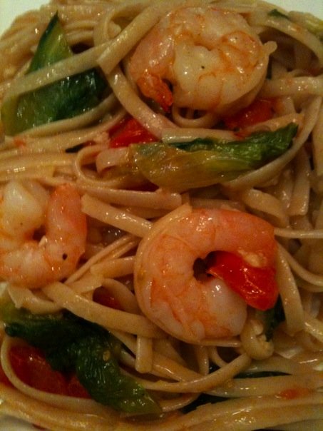 Linguine with Escarole & Shrimp