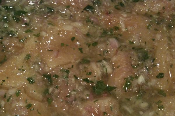 Chicken soaking in Mojito Marinade