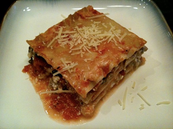 View of lasagna from above