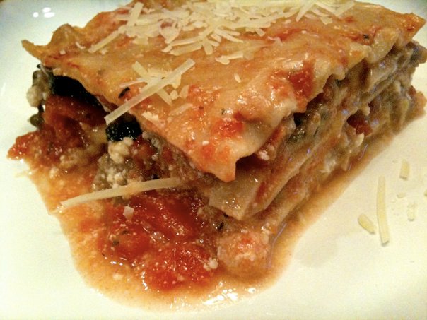 Close-up view of lasagna