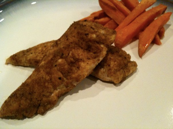 Spice-crusted Chicken Breast & Oven Sweet Potato Fries