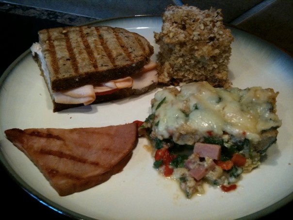 Turkey & Tomato Panini, Pineapple Coffee Cake, and Ham & Cheese Casserole