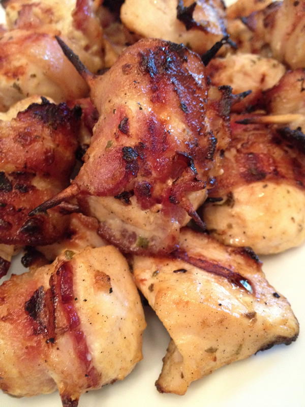 Grilled Bacon-wrapped Green Goddess Chicken