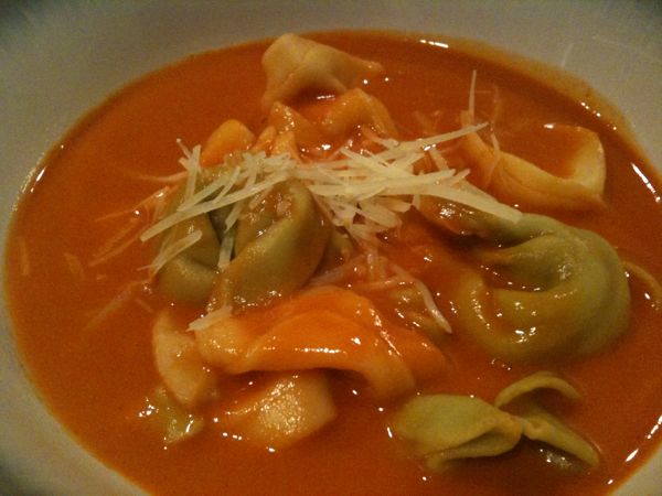 Roasted Red Pepper & Tomato Soup with Tortellini